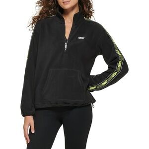 Women Sportswear Fit Long Sleeves Training Half Zip Jacket, Black